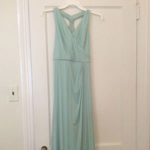 David’s Bridal Long Mesh T-strap Back Halter